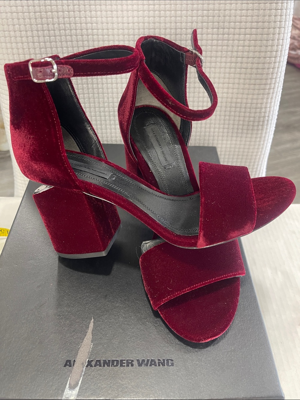 Alexander Wang Maroon velvet Abby Tilt heel new size 37